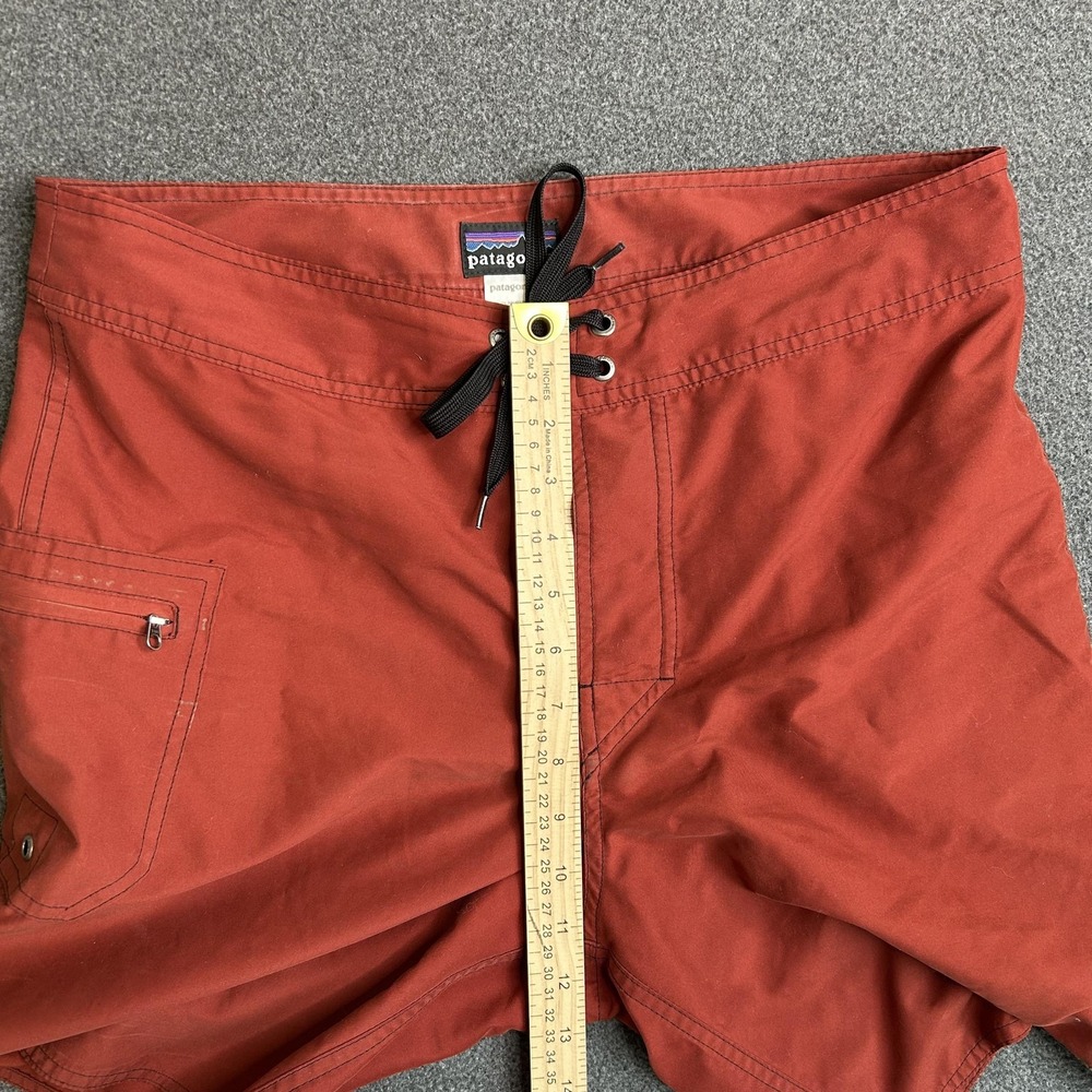 Patagonia Board Shorts Mens 33 Orange Swim Trunks Drawstring Zip Pocket Surf - Picture 8 of 11